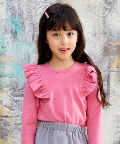 Bee des Bee キッズ シャツ ブラウス 肩フリル長袖トップス : ZOZOTOWN