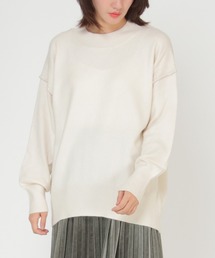MARK&LONA ニットセーター ベージュ 40 日本製 ikka（イッカ） ニット セーター モチモチ配色ステッチニットプル