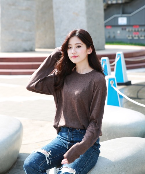 WESTSEA セーター ニット WEB限定 12G シープカシミヤタッチ 天竺V 