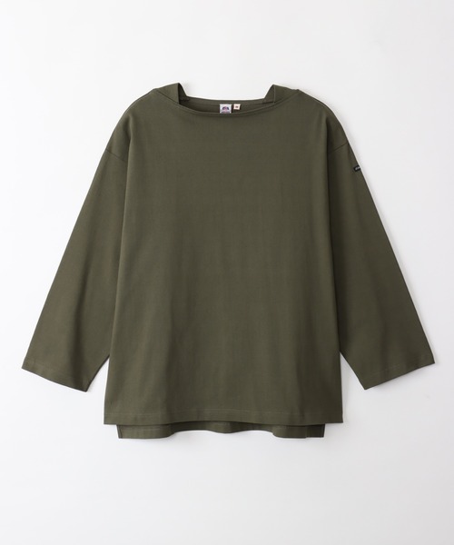 tシャツ 「Le Pigeon Voyageur」ボートネック無地ボーダー　ロングTシャツ レディース メンズ
