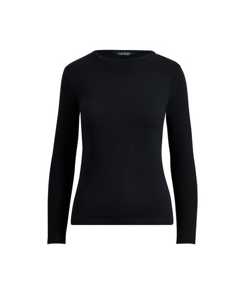tシャツ ボタンショルダー クルーネック トップ レディース LAUREN RALPH tシャツ ボタンショルダー クルーネック トップ