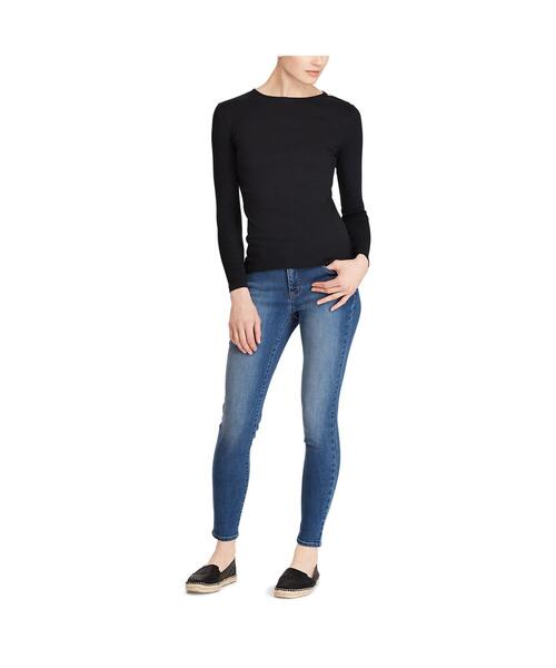 tシャツ ボタンショルダー クルーネック トップ レディース LAUREN RALPH tシャツ ボタンショルダー クルーネック トップ