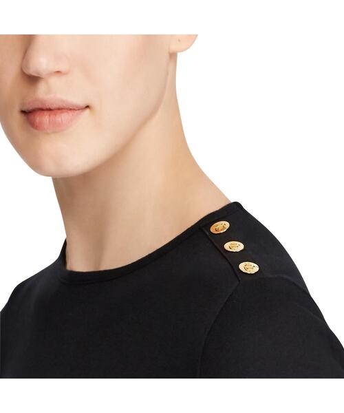 tシャツ ボタンショルダー クルーネック トップ レディース LAUREN RALPH tシャツ ボタンショルダー クルーネック トップ