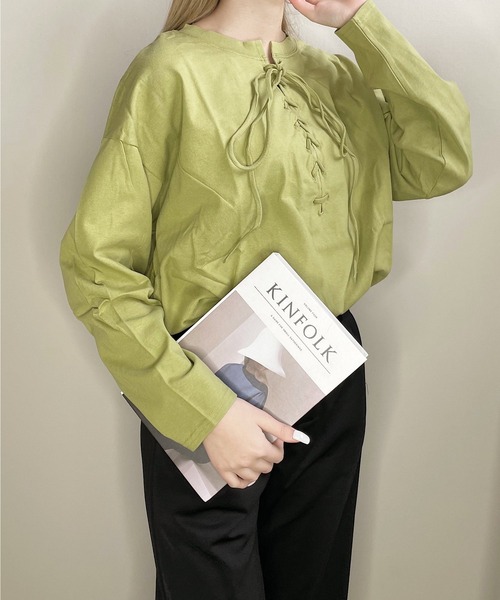 shopnikoniko（ショップにこにこ） tシャツ 2WAYフロントレースアップ