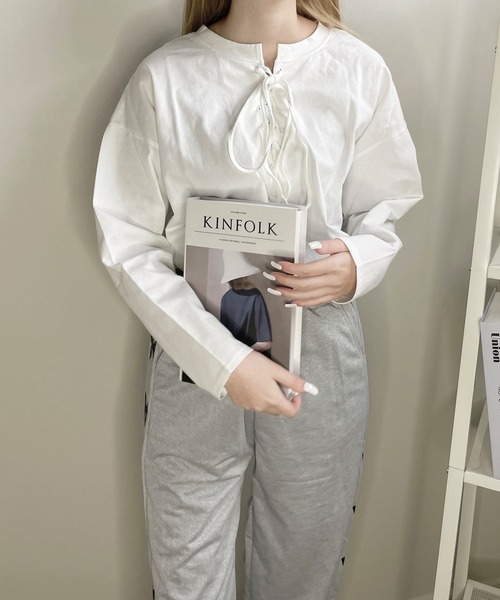 shopnikoniko（ショップにこにこ） tシャツ 2WAYフロントレースアップ