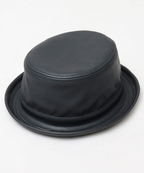 Basiquenti 帽子 ハット フェイクレザー ポークパイハット メンズ