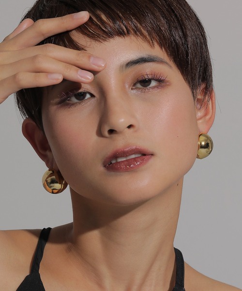 voov ピアス ワンタッチ メタル ボール ポイント ピアス 大きめ