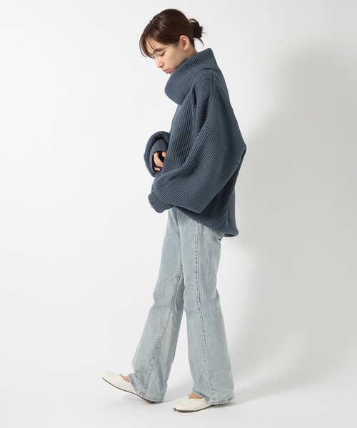 ニット セーター 「SETUP7」日本製 オーガニックピュアカシミヤ＆シルクミックス 両畦オフタートルニット レディース SETUP7 ニット セーター 「SETUP7」日本製 オーガニックピュア