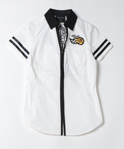 ブラウス シャツ バー＆シールドジップフロントシャツ レディース Harley Davidson ブラウス シャツ バー＆シールドジップフロント