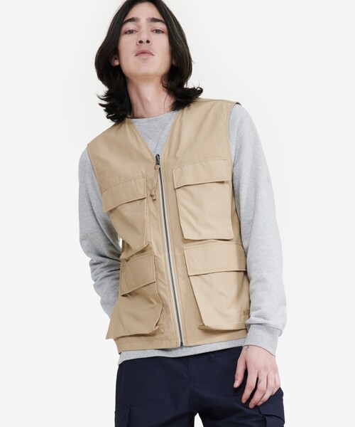 AIGLE（エーグル） ベスト ジレ 撥水 リサイクルコットン ミリタリー