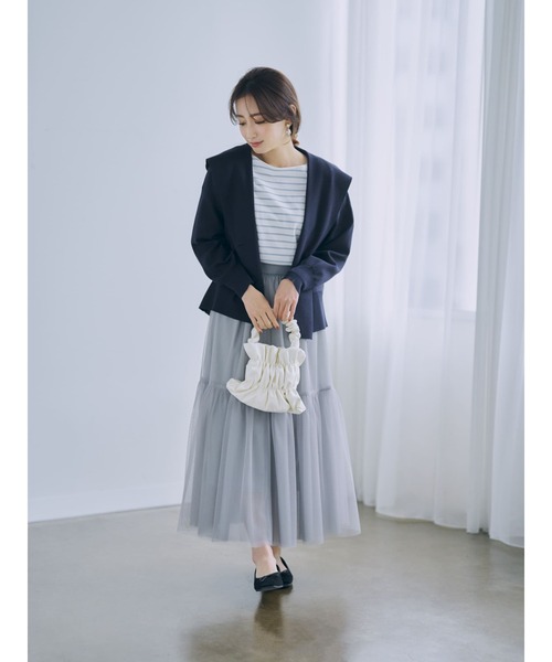 コート アウター バックタックフォルムニットフーディー「低身長・小柄女性」 レディースの画像