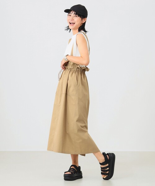 B:MING by BEAMS / シャーリング ジャンパースカート B：MING by BEAMS スカート シャーリング ジャンパースカート