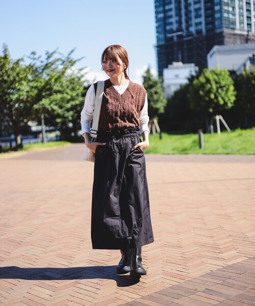 B：MING by BEAMS スカート シャーリング ジャンパースカート