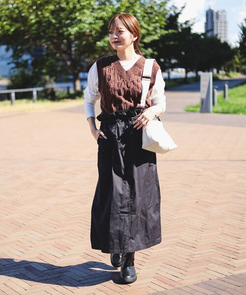B：MING by BEAMS スカート シャーリング ジャンパースカート