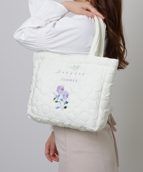 Lace Ladies トートバッグ ボタニカル刺繍 フラワー ステッチ