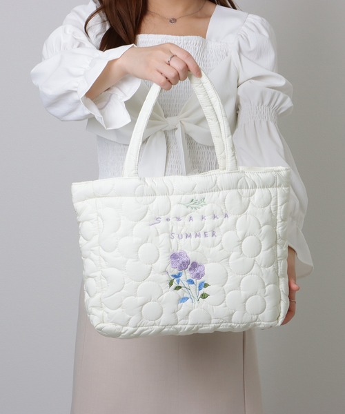 お花のバッグ 大きめサイズ Lace Ladies トートバッグ ボタニカル刺繍 フラワー ステッチ