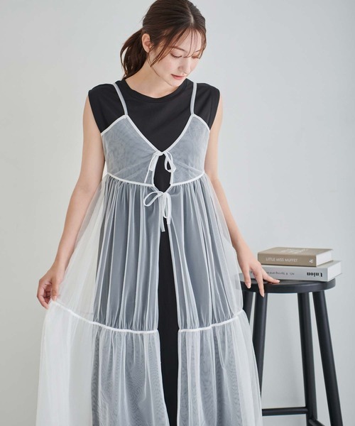 ⭐︎NAJINさま専用⭐︎【美品】メゾピアノ　リボンチュールノースリーブワンピース fifth ワンピース チュールキャミソールワンピース : ZOZOTOWN