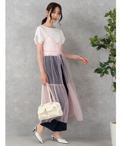 【Colville】ワンピース allureville ワンピース コットンサテンギャザースリーブVネック