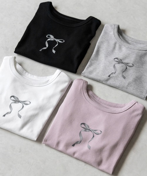 tシャツ My little friend Tshirt レディース me+em select tシャツ 「 4color 」ミニリボンショートちびT