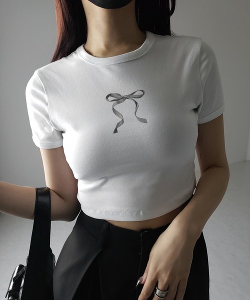 me+em select tシャツ 「 4color 」ミニリボンショートちびT