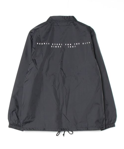 THESTYLISTJAPAN☆ダブルジャケット黒 DOUBLE STEAL ナイロンジャケット DSワッペン コーチJKT メンズ