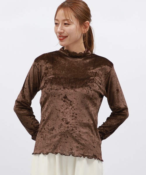 LAKOLE（ラコレ） tシャツ メッシュベロアハイネックプルオーバー