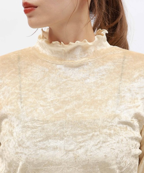 LAKOLE（ラコレ） tシャツ メッシュベロアハイネックプルオーバー