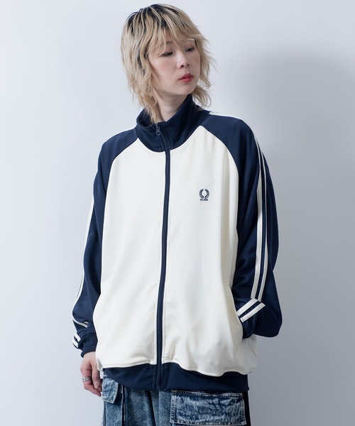プリント長袖ジャージ　オブリーク　値下 Starting Over ジャージ raglan sleeves embroidery side line