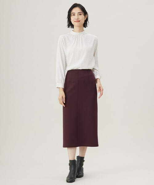 ブラウス シャツ 「洗える」ポリエステルスエード変形ドット