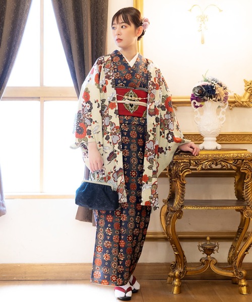 着物 レディース　羽織 単品　かすみ草に青海波シリーズ　KIMONOMACHI オリジナル レディース