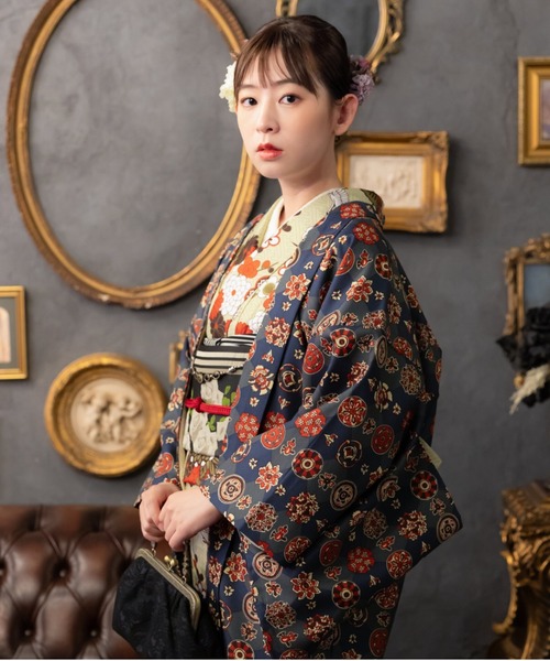 KIMONOMACHI 着物 レディース 羽織 単品 かすみ草に青海波シリーズ