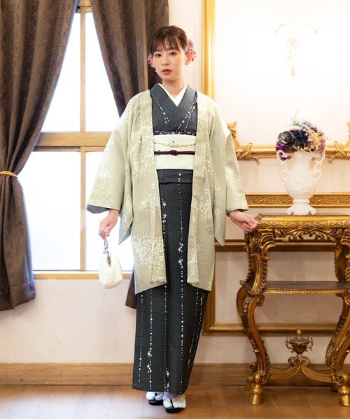 KIMONOMACHI 着物 レディース 羽織 単品 かすみ草に青海波シリーズ