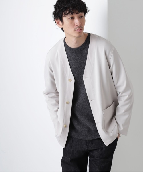 ナノユニバース　ASSEMBLANC ノーカラージャケット M ベージュ ナノユニバース ASSEMBLANC ノーカラージャケット M ベージュ