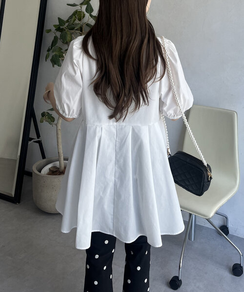 「prose verse」 半袖チュニック MEDIUM ブラック レディース