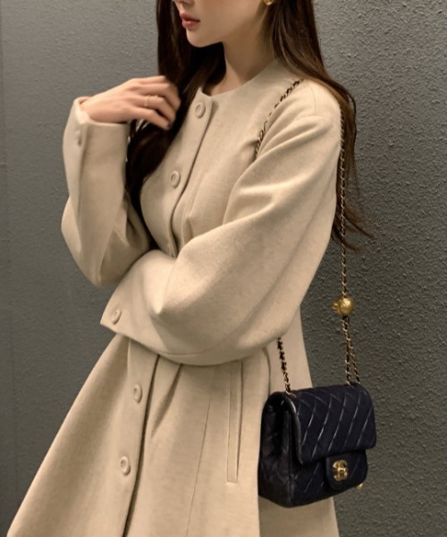 FREE STYLISTS ノーカラーコート コート YUGA_YGMC ドレスコート