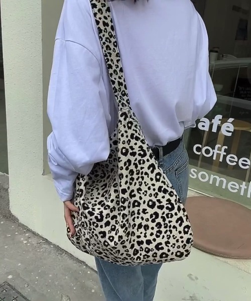 トートバッグ レオパード ヒョウ柄 キャンパストート ショルダーバッグ 