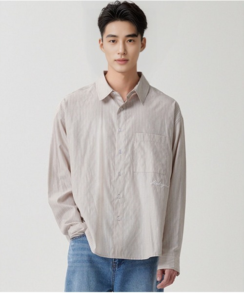 ブラウス シャツ 「mahagrid/マハグリッド」 COMFORT STRIPE SHIRT/ストライプシャツ レディース メンズ