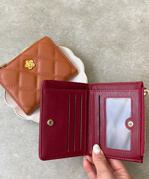 財布 キルティング ローズ 折りたたみウォレット レディース