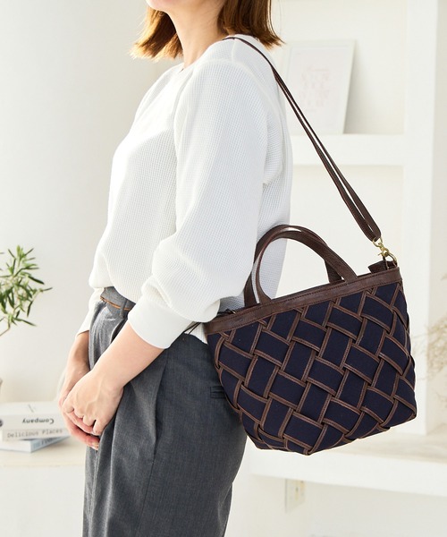 ハンドバッグ キャンバス×カウレザー ズッケロ 2way ショルダーバッグ