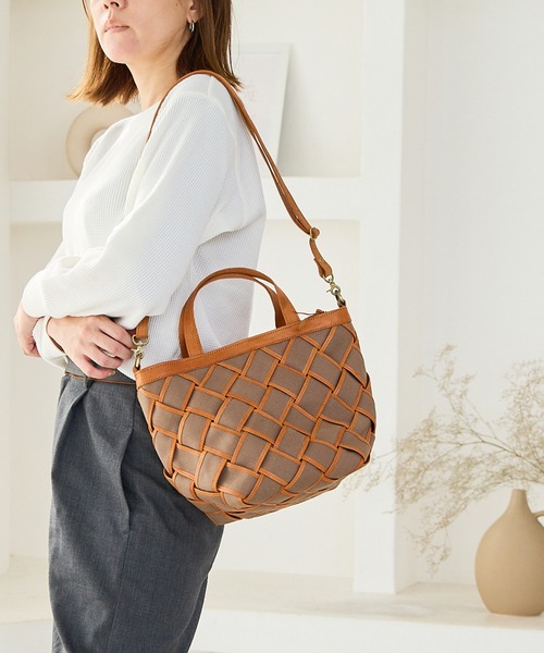 ハンドバッグ キャンバス×カウレザー ズッケロ 2way ショルダーバッグ
