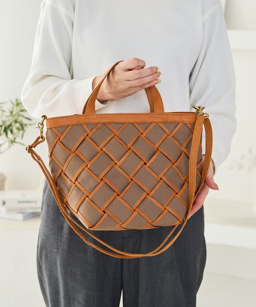 ハンドバッグ キャンバス×カウレザー ズッケロ 2way ショルダー