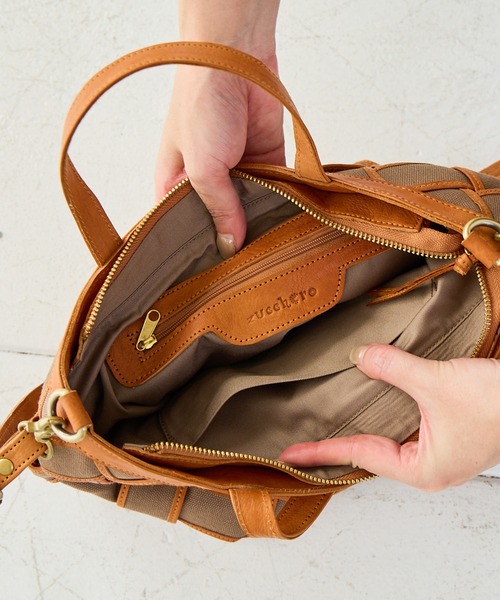 ハンドバッグ キャンバス×カウレザー ズッケロ 2way ショルダーバッグ