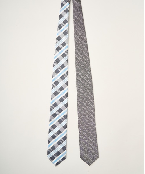 入荷nowオンラインストア giraffe リバーシブルチェックジラフタイGRAY×BLUE ネクタイ 小物