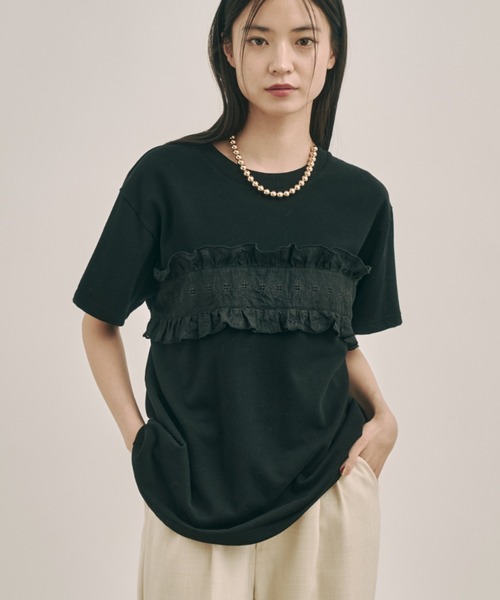 女性に人気！ moi tytto レディース フリルデザインTシャツ tシャツ トップス