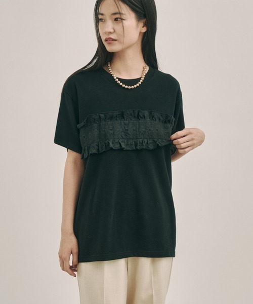 moi tytto（モイテュット） tシャツ 半袖 フリルデザインTシャツ