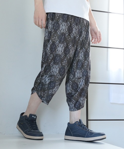 TopIsm（トップイズム） uvカット パンツ 無地総柄 接触冷感サルエル