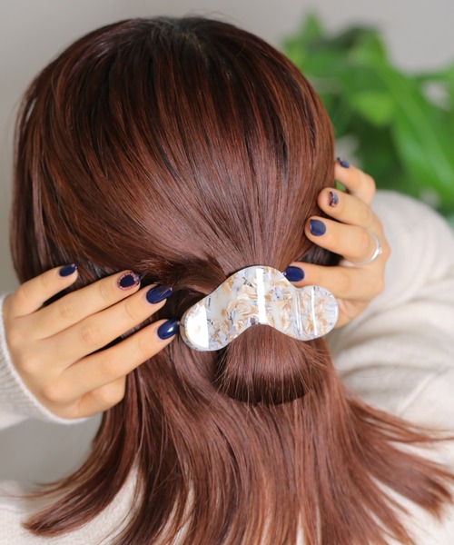 CERCA ヘアクリップ Peoney/ウェーブ形 べっ甲 カラーバンスクリップ
