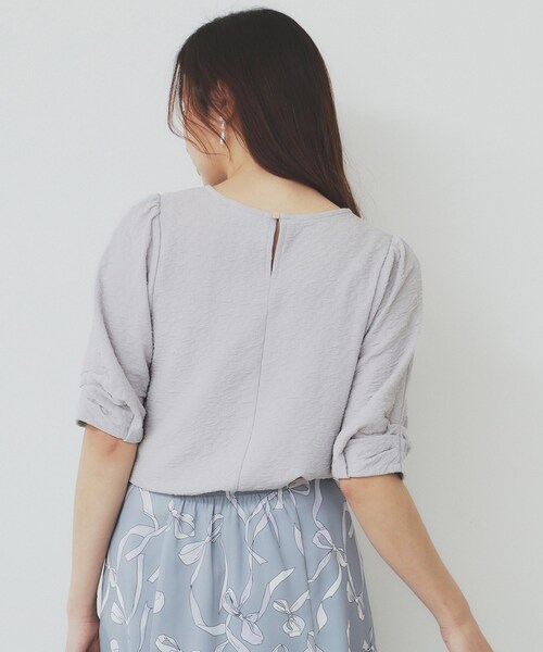 index tシャツ シボジャカードタックギャザートップス「洗濯機