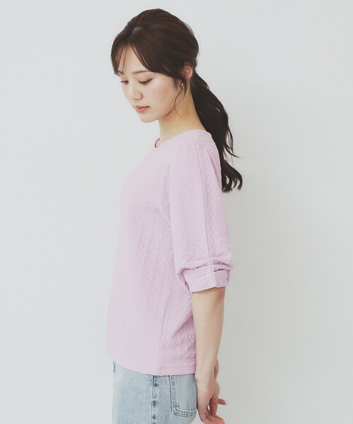 index tシャツ シボジャカードタックギャザートップス「洗濯機