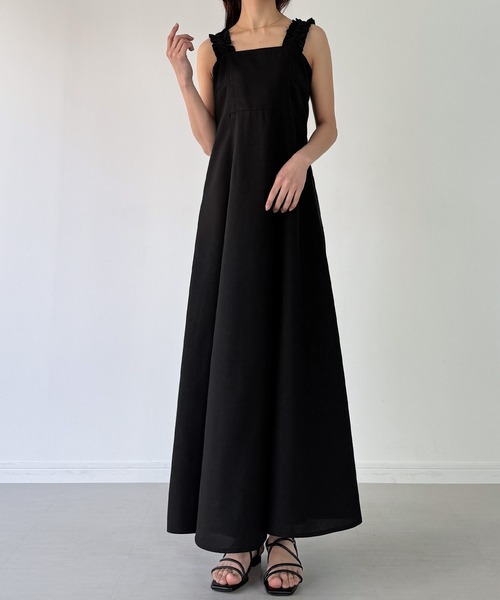 JUNOAH（ジュノア） ワンピース フリルショルダーフレアキャミ